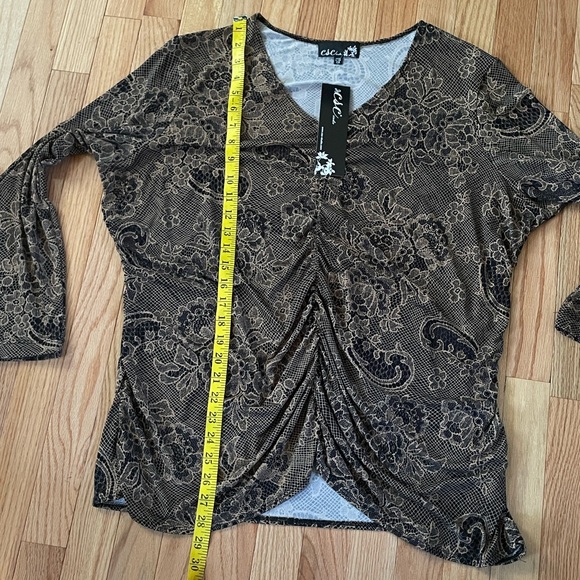 CSC Studio Top Womens 2X Brown Floral Long Sleeve Artsy Boho Romantic Vintage - Picture 6 of 10
